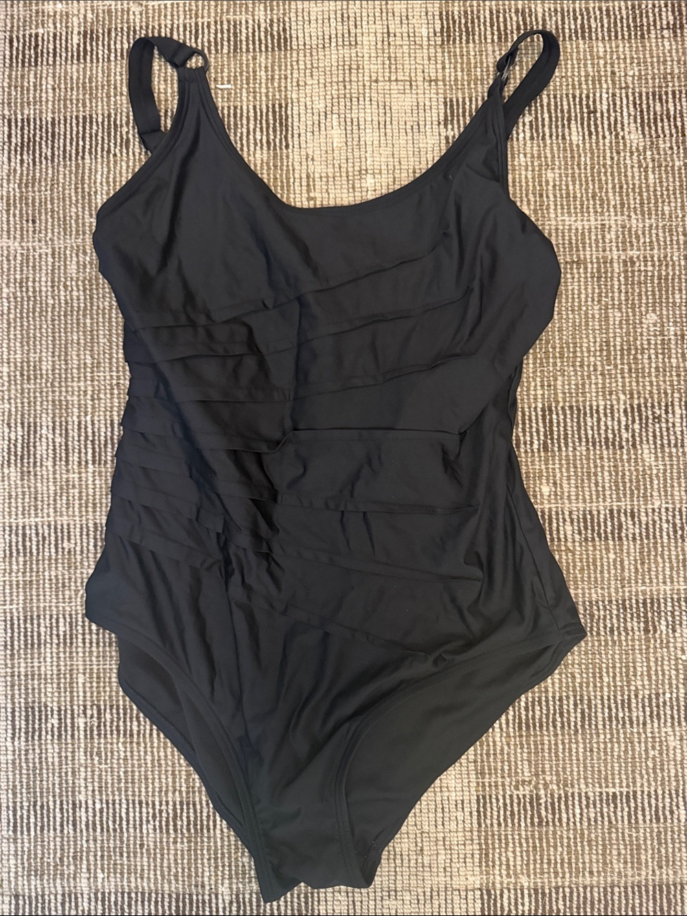 Dkny Black Ruched One-Piece Swimsuit
